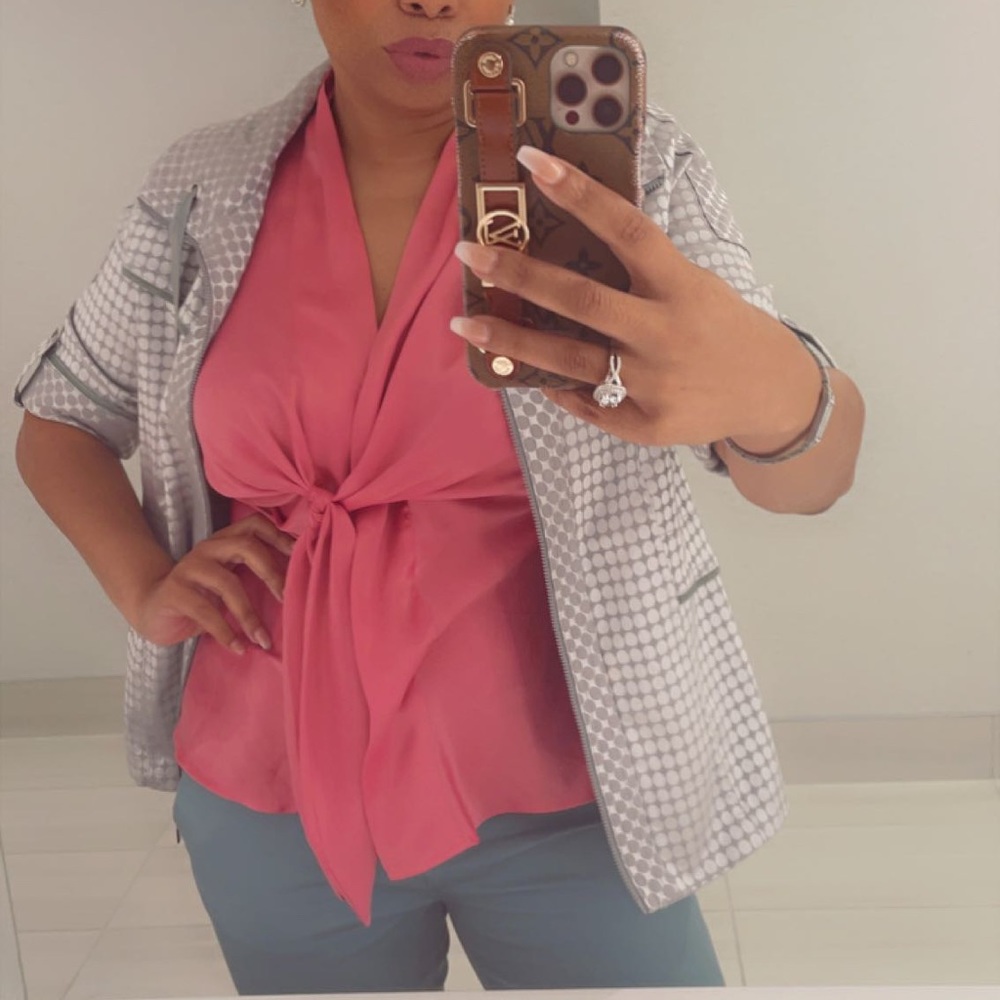 Pink front tie blouse